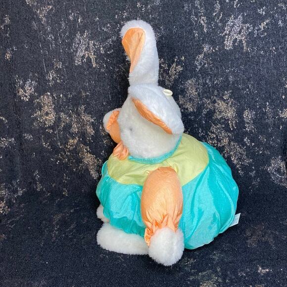 DanDee Puffalump Style Parachute Plush Rabbit Bunny Easter Peach Blue Orange - Picture 2 of 9